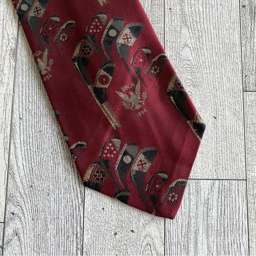 Vintage Robert Talbott Neck Tie‎ Golf Clubs Silk USCA Logo Red Black 58” x 3.75”